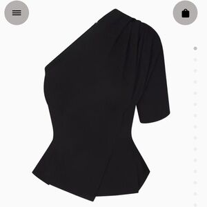 KHY by Kylie Jenner - Black One-Shoulder Cinching Tee Top Medium Asymmetrical